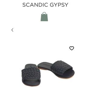 Scandic Gypsy black leather woven slides